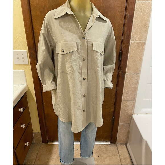 H&M Sage Green Oversized Shirt. NWT size small. - Picture 10 of 16
